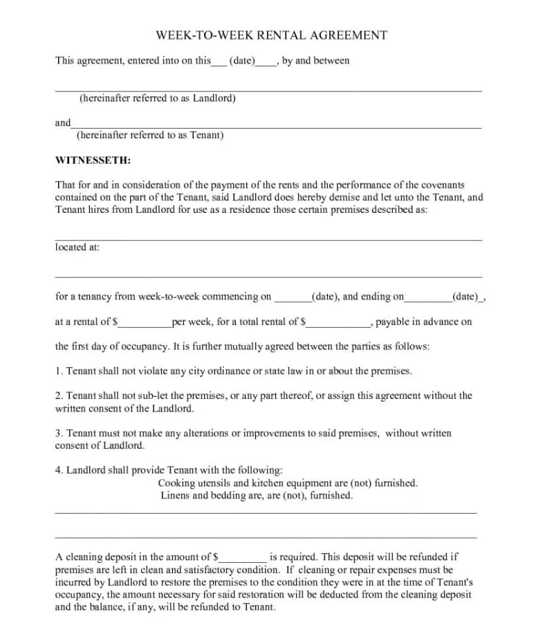 Weekly Rental Agreement