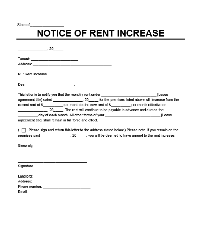 Rent Increase Notice