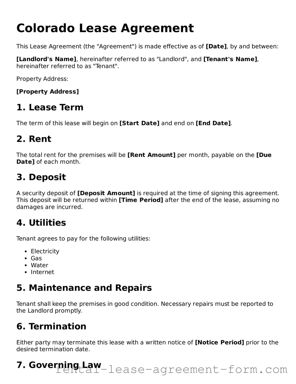 Legal Colorado Lease Agreement Template