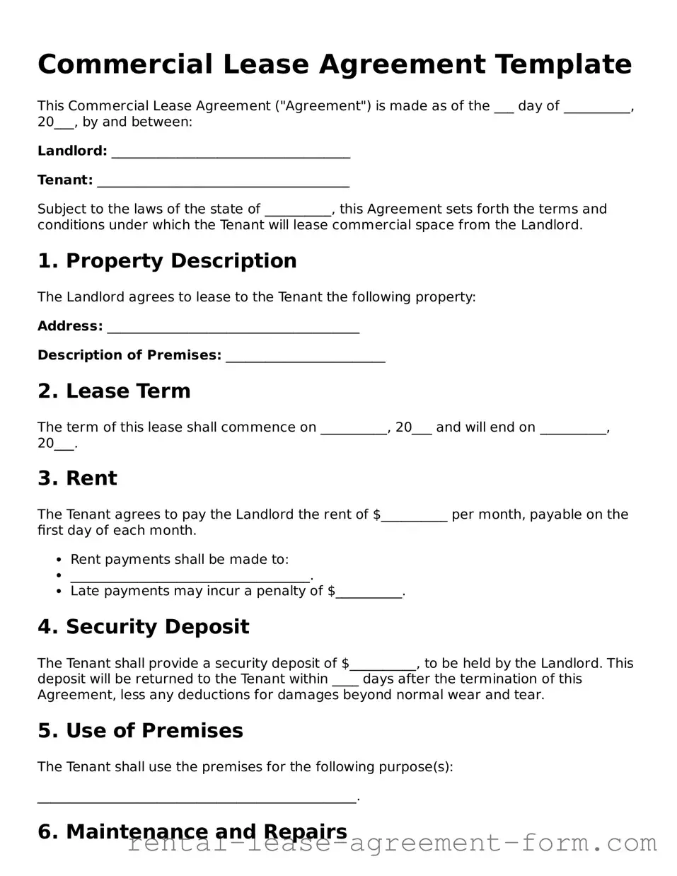 Legal Commercial Lease Agreement Form