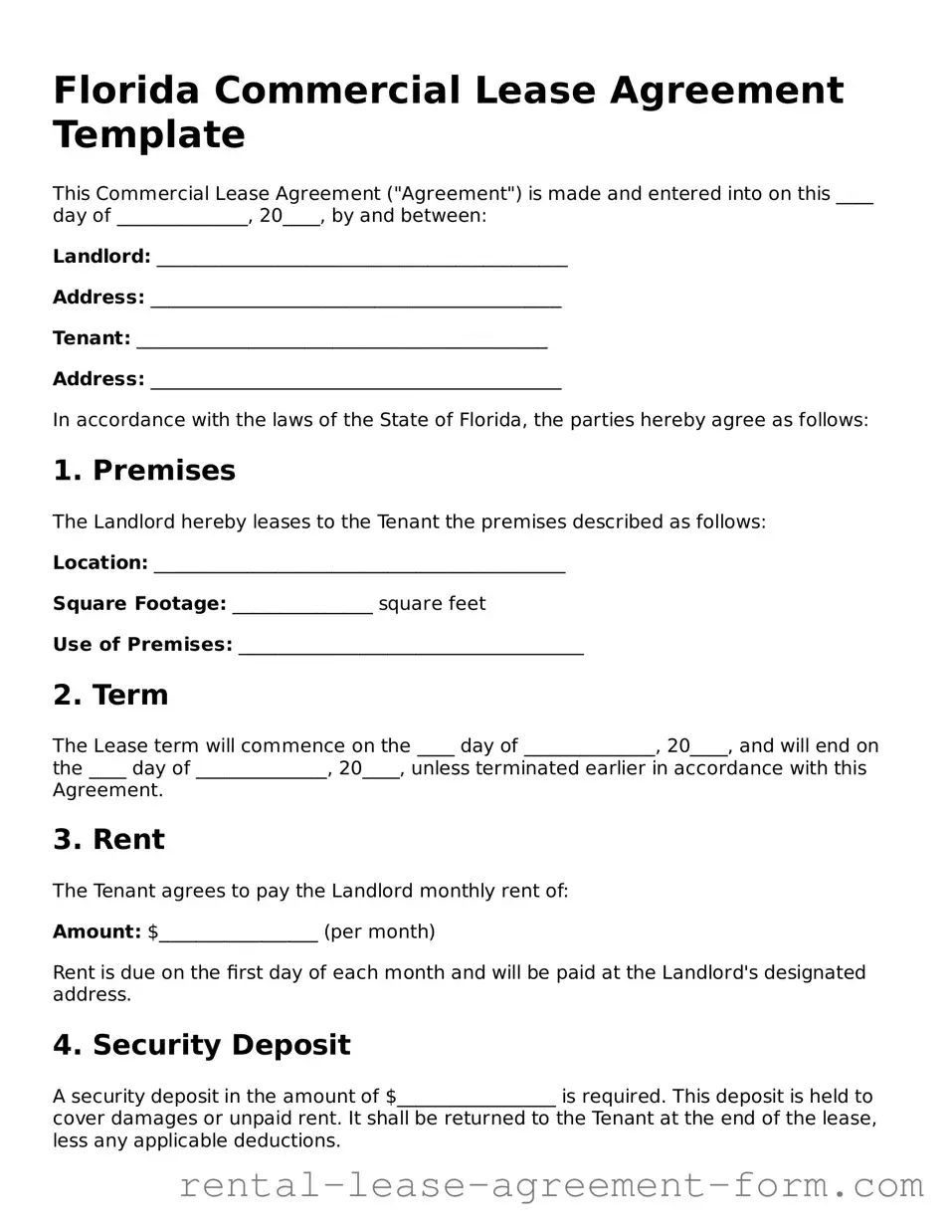 Legal Florida Commercial Lease Agreement Template