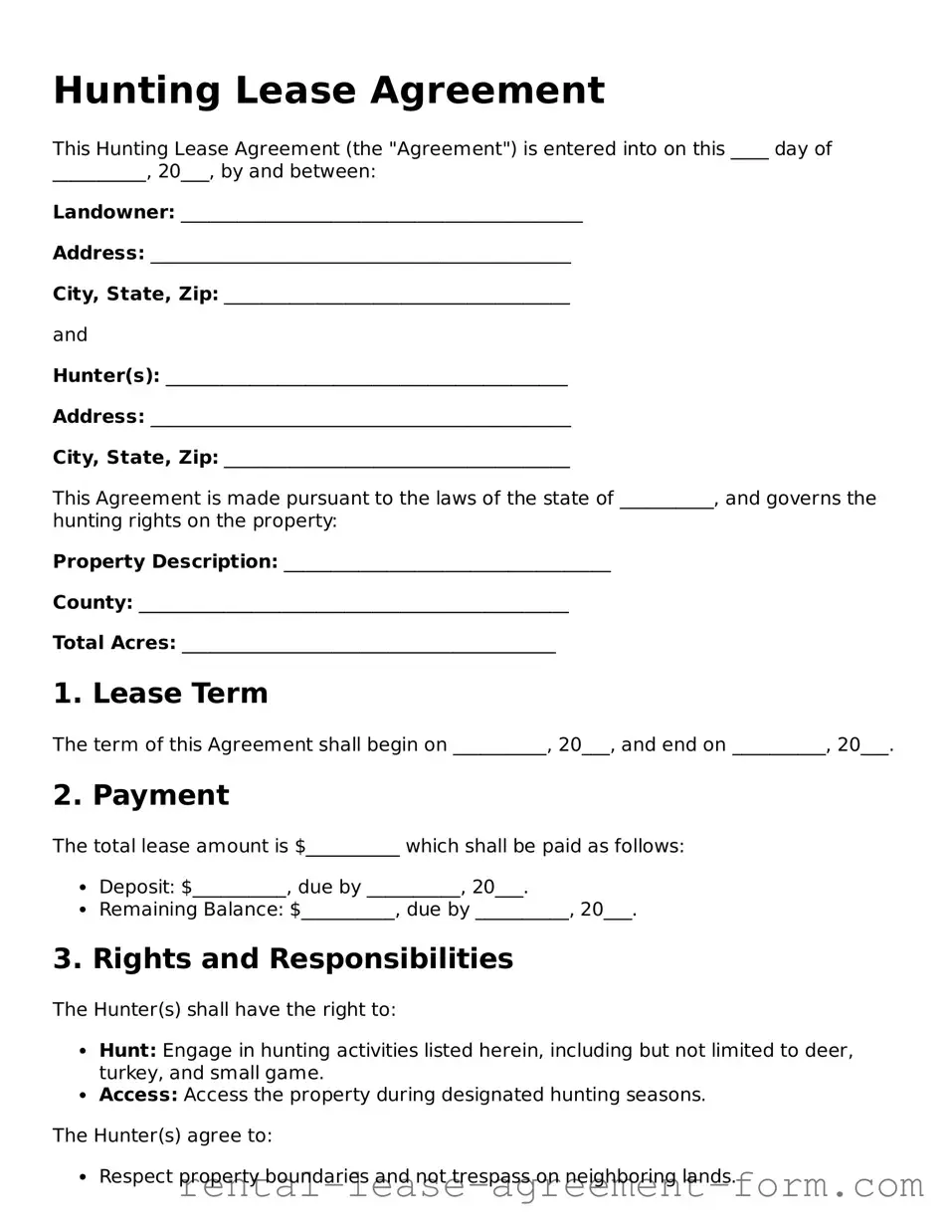 Legal Hunting Lease Agreement Form