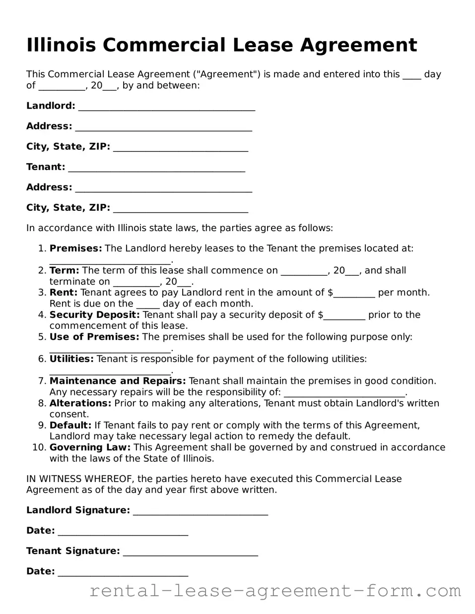 Legal Illinois Commercial Lease Agreement Template