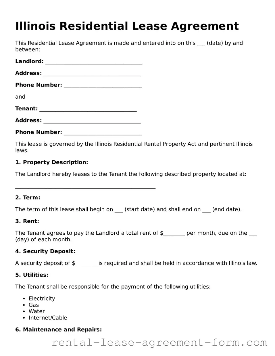 Legal Illinois Residential Lease Agreement Template