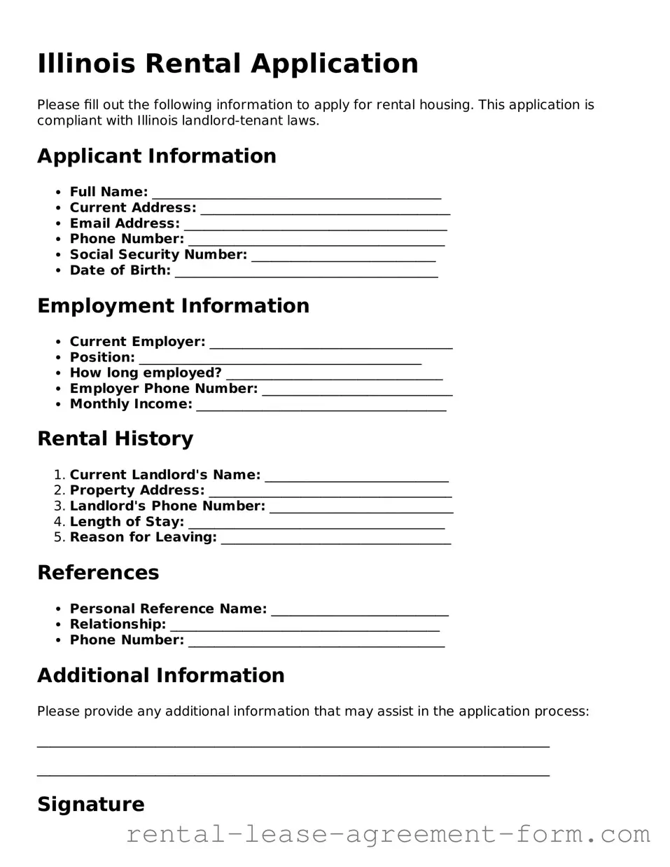 Legal Illinois Rental Application Template