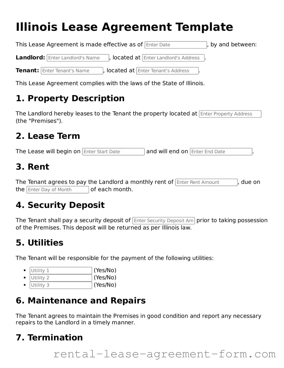 Legal Illinois Lease Agreement Template