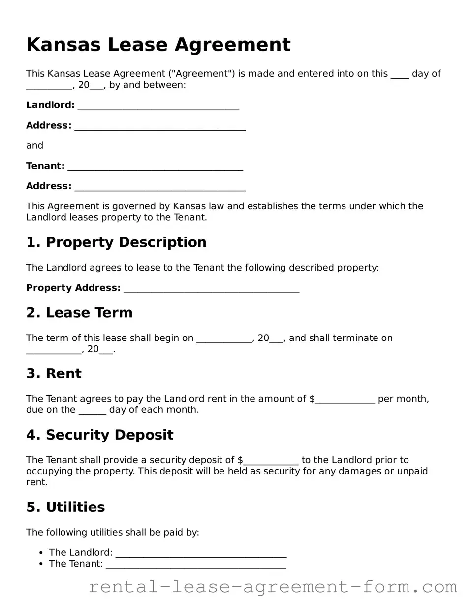 Legal Kansas Lease Agreement Template