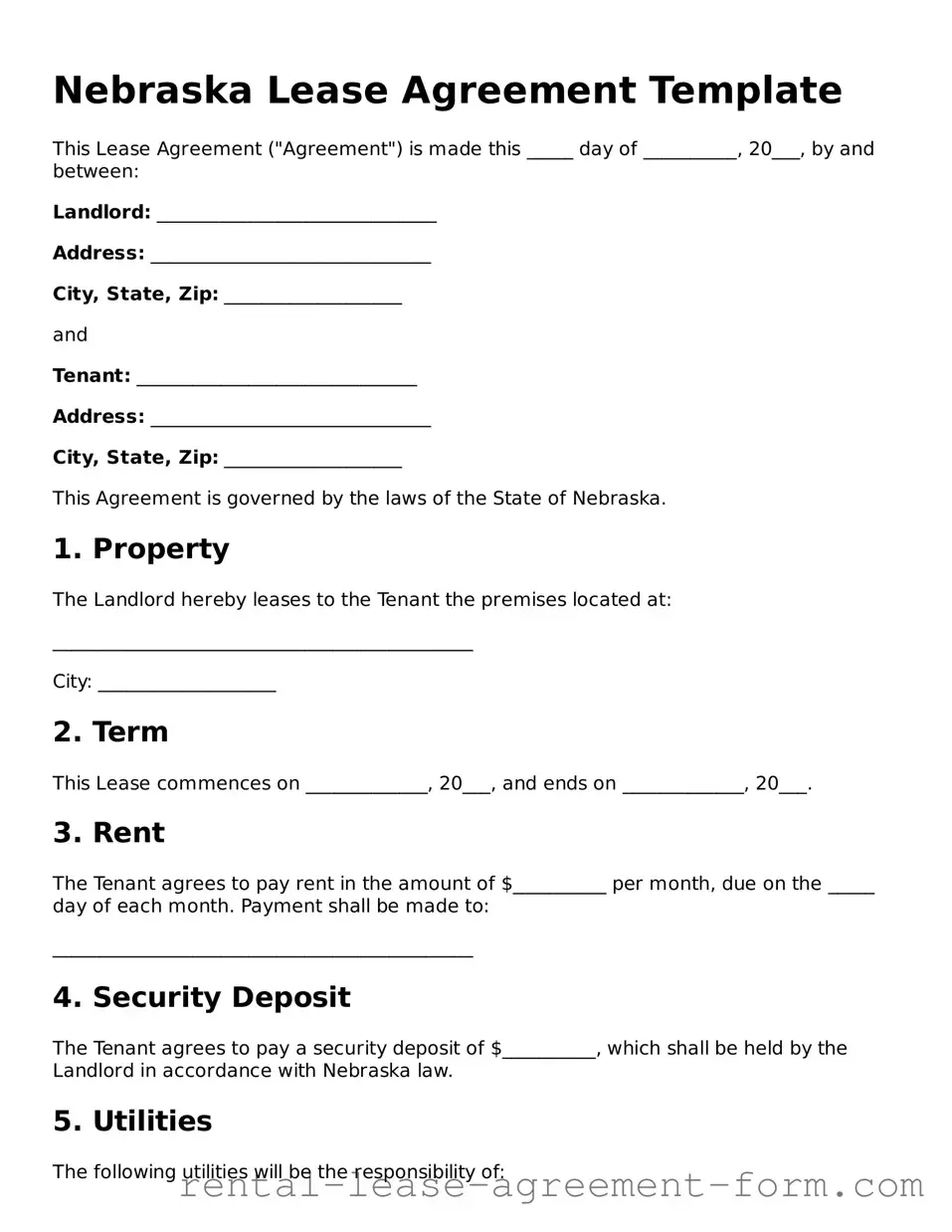 Legal Nebraska Lease Agreement Template