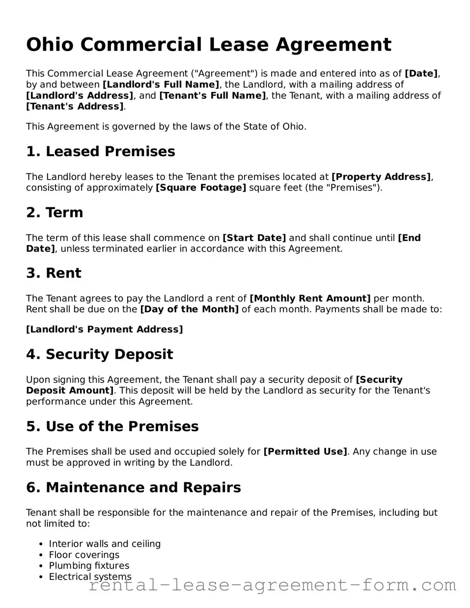 Legal Ohio Commercial Lease Agreement Template