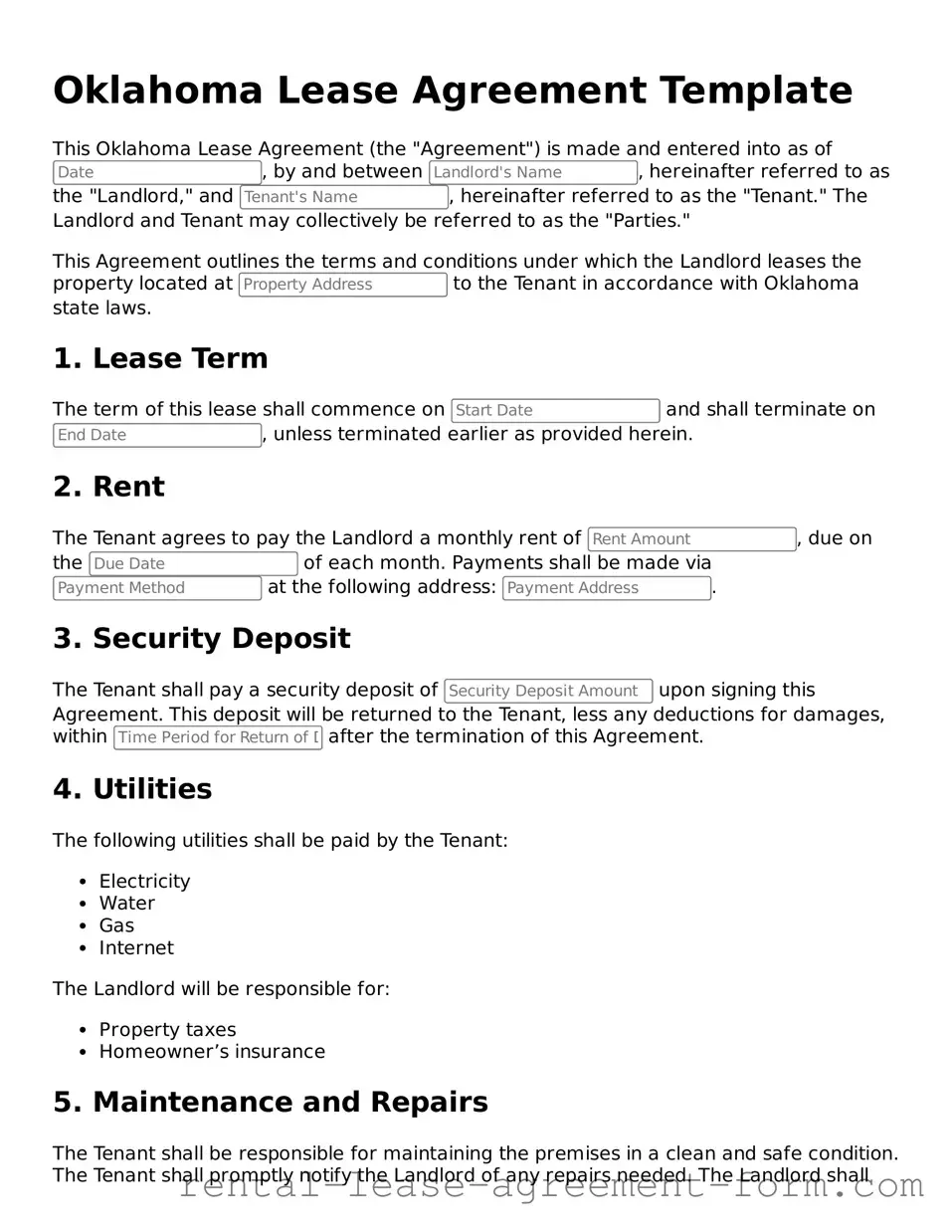 Legal Oklahoma Lease Agreement Template