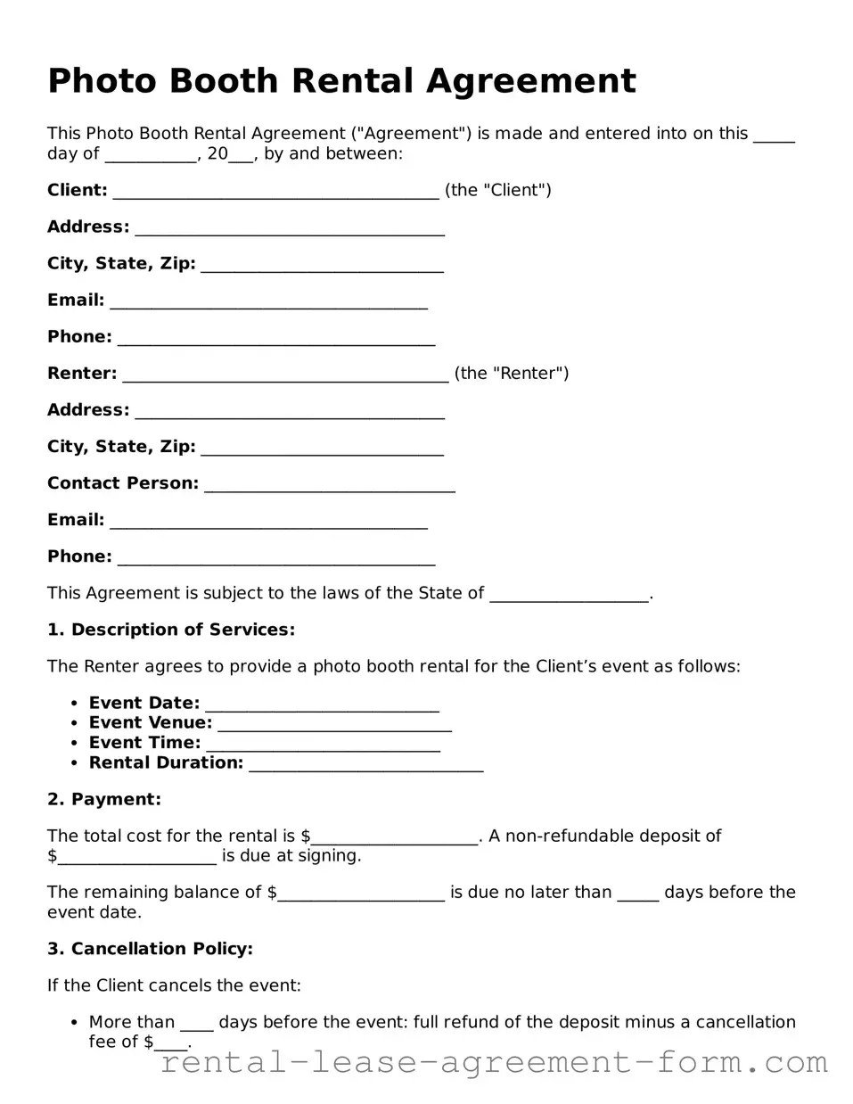 Legal Photo Booth Rental Agreement Form