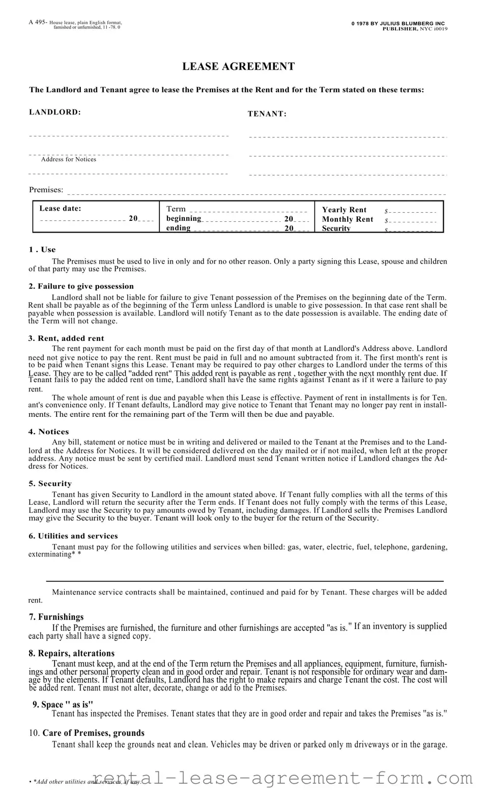 Fill Your Blumberg Lease Agreement Template