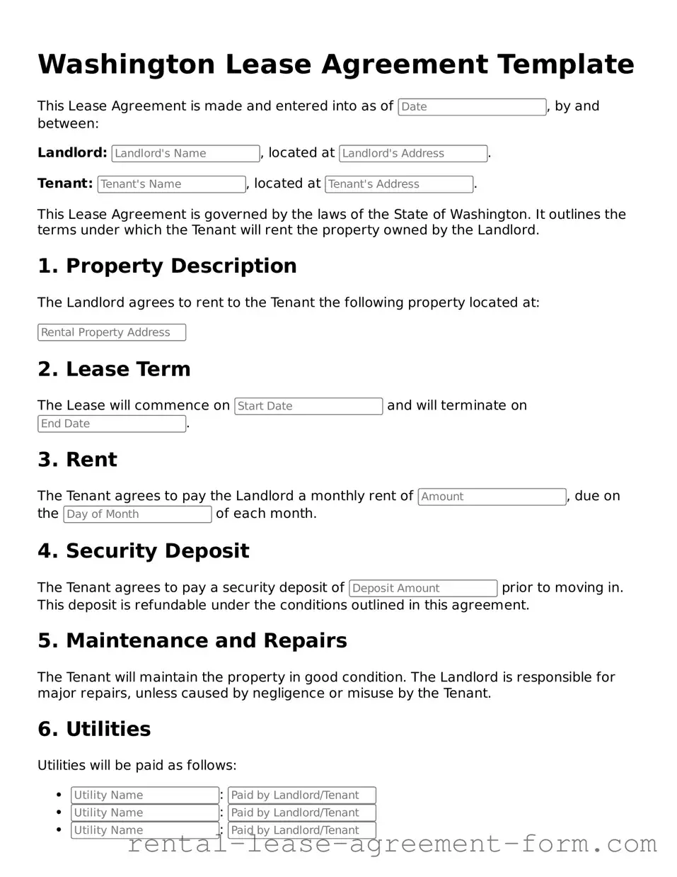 Legal Washington Lease Agreement Template