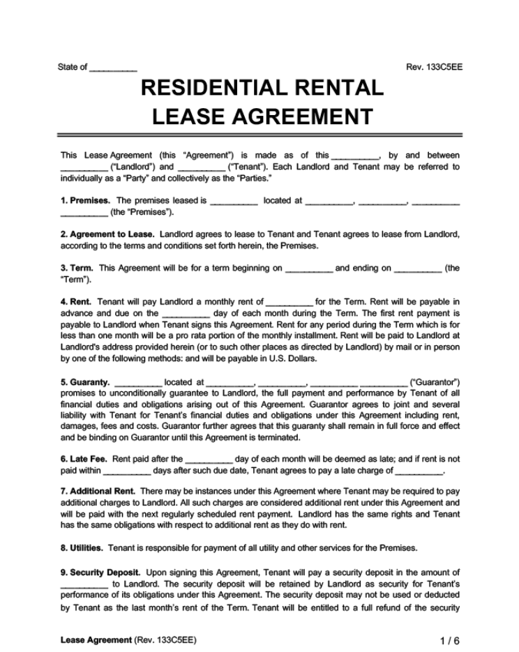 Residential Rental Agreement
