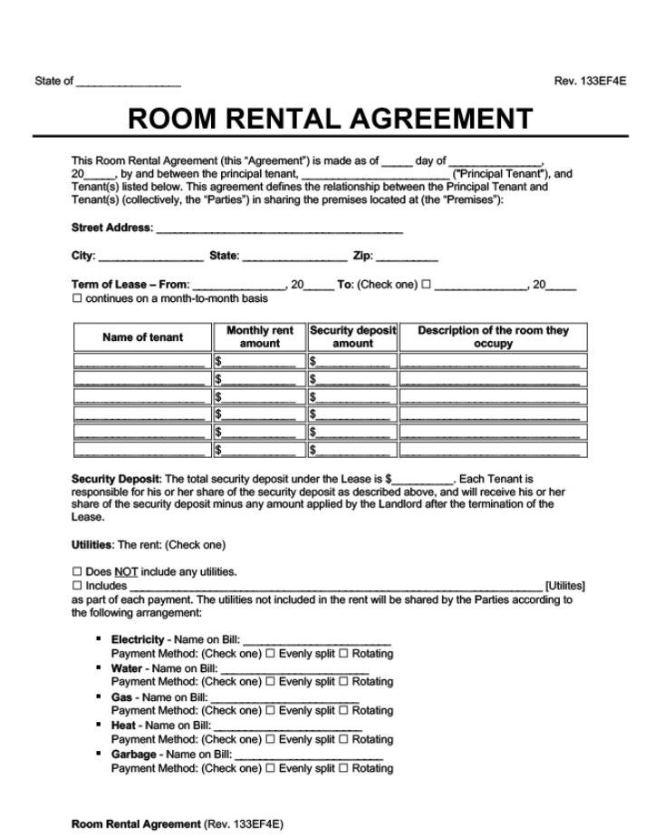 Room Rental Agreement